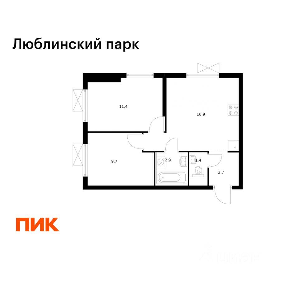 2-комн. квартира, 45 м², в ЖК «Люблинский парк»
