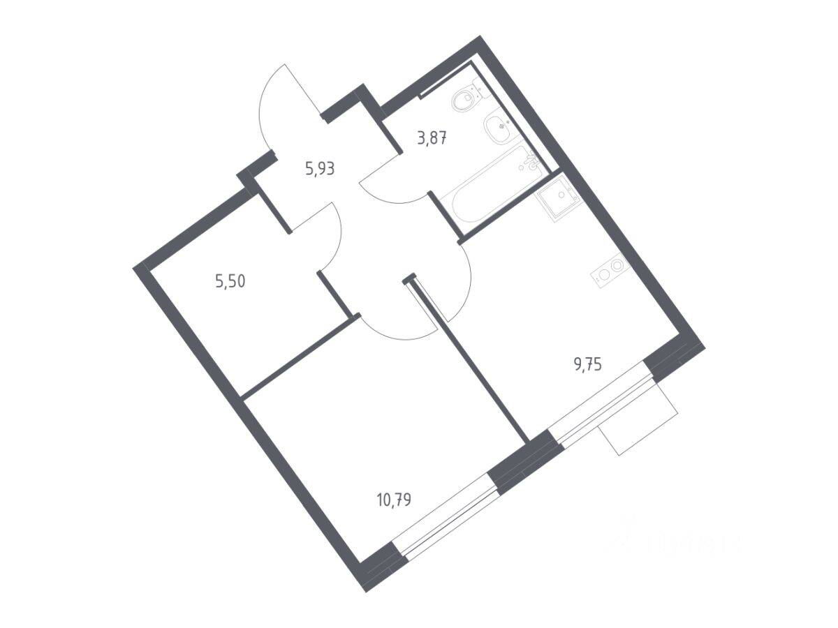 1-комн. квартира, 35,84 м², в ЖК Молжаниново