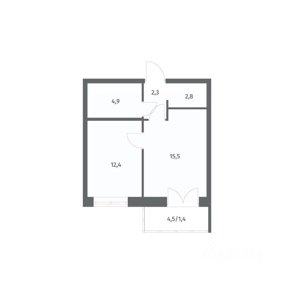 1-комн. квартира, 39,31 м², в ЖК NEWПИТЕР
