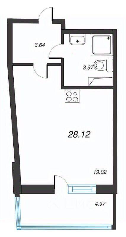 Квартира-студия, 28,12 м², в ЖК Левитан