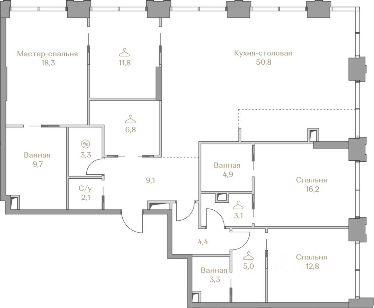 3-комн. квартира, 161,6 м², в ЖК Коллекция Лужники
