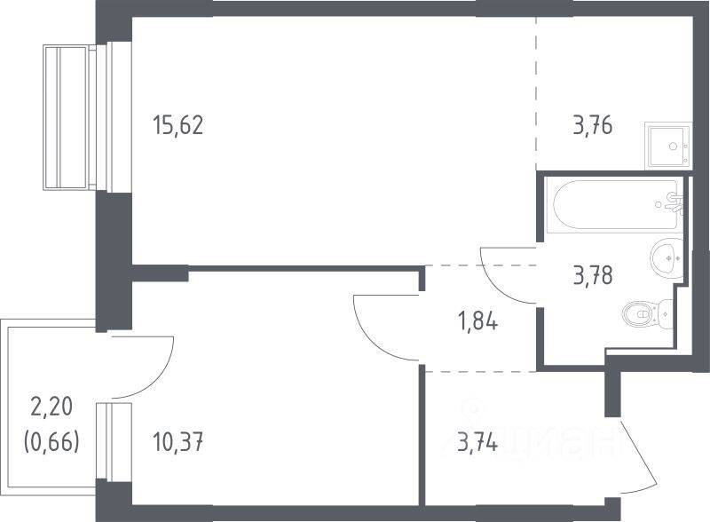 1-комн. квартира, 39,2 м², в ЖК Рублевский Квартал