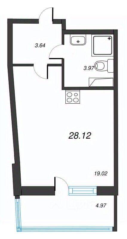 Квартира-студия, 28,12 м², в ЖК Левитан