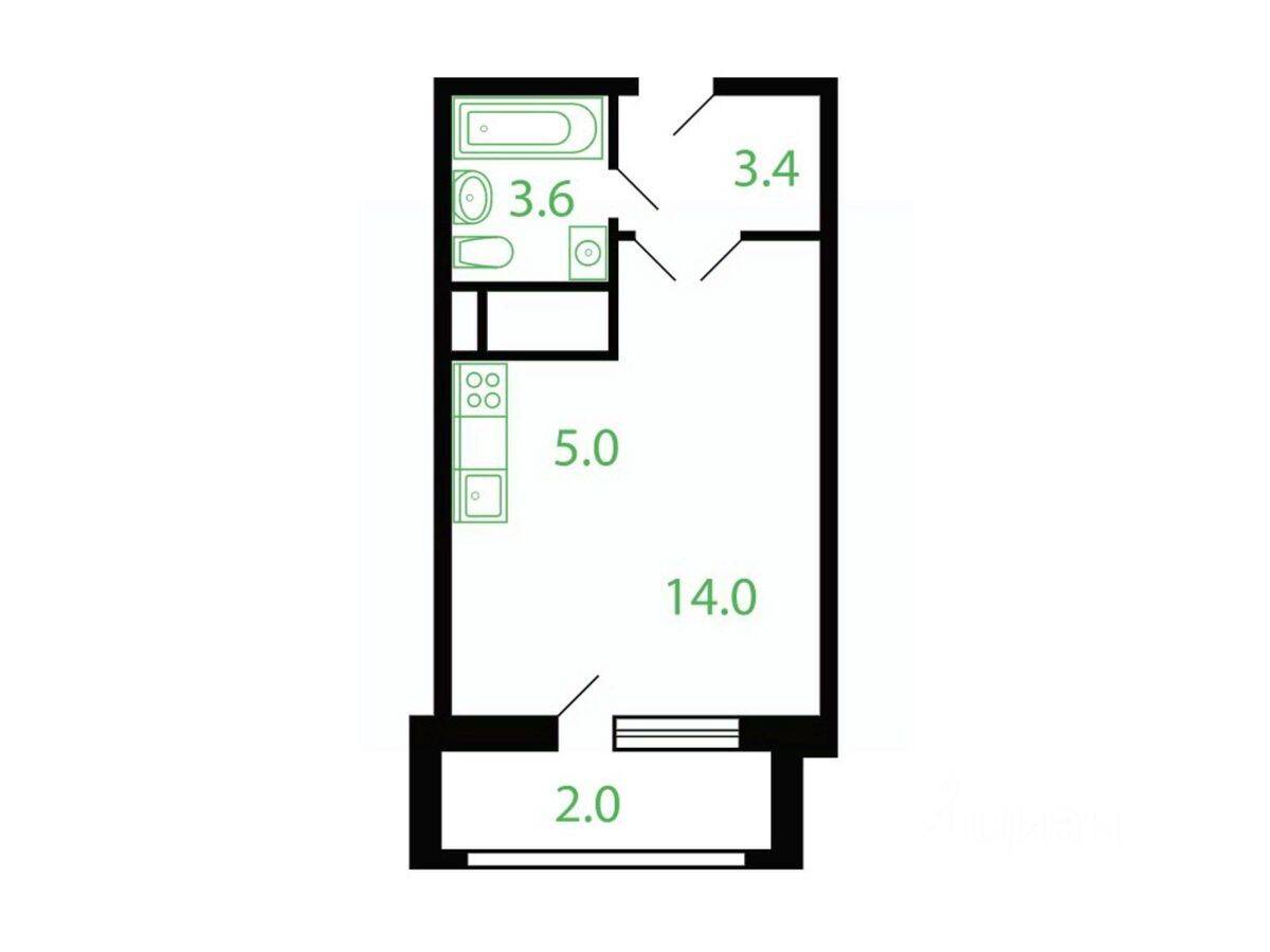 Квартира-студия, 28,5 м², в ЖК Новые Котельники
