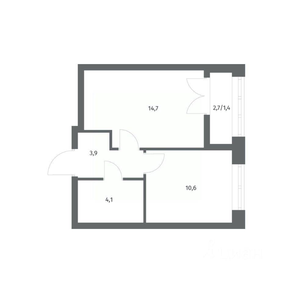 1-комн. квартира, 34,71 м², в ЖК NEWПИТЕР