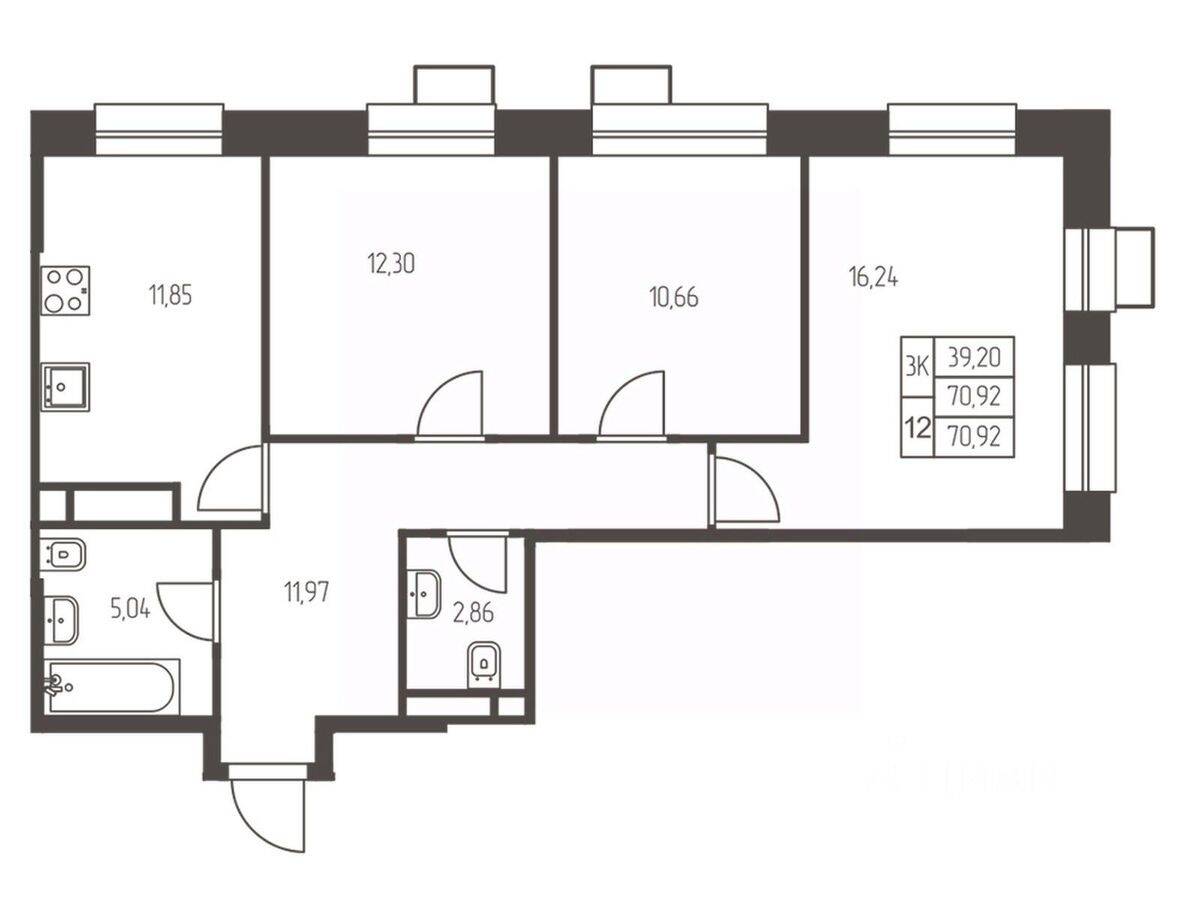 3-комн. квартира, 70,9 м², в ЖК Новая Ивантеевка