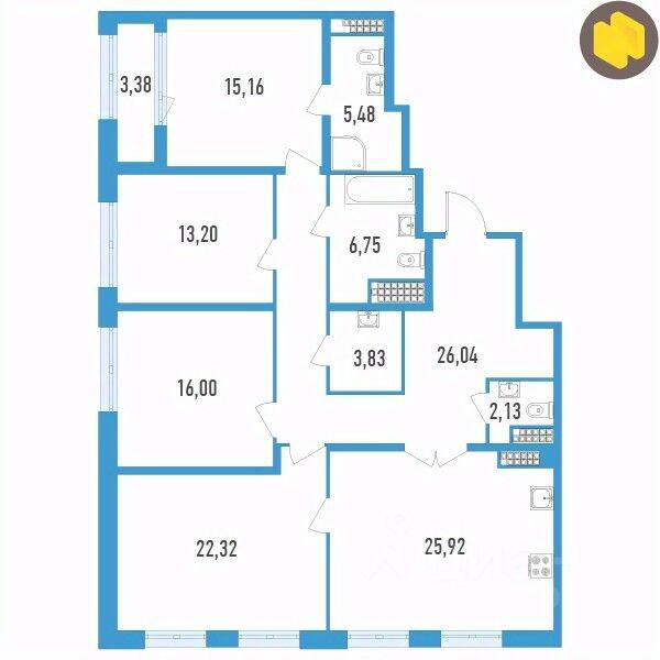 4-комн. квартира, 138,52 м², в ЖК Дефанс