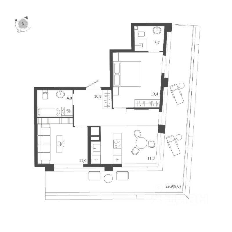 2-комн. квартира, 64,5 м², в ЖК ЛДМ