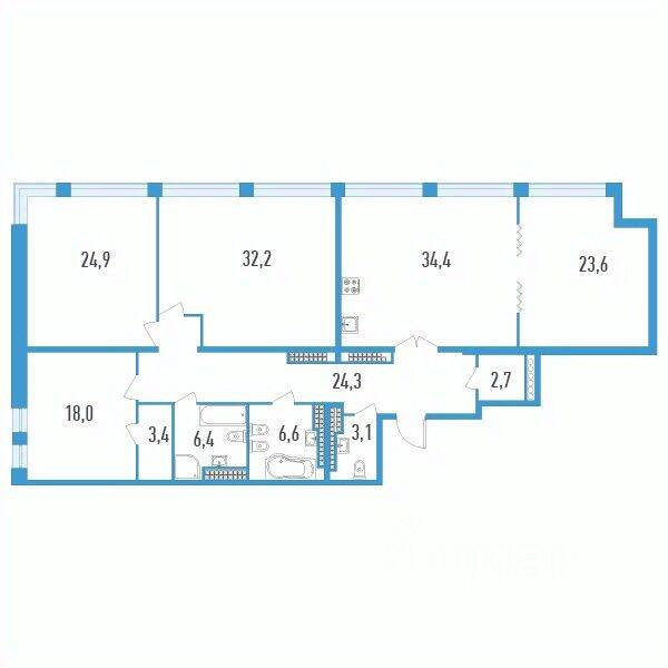 4-комн. квартира, 182,3 м², в ЖК Дефанс