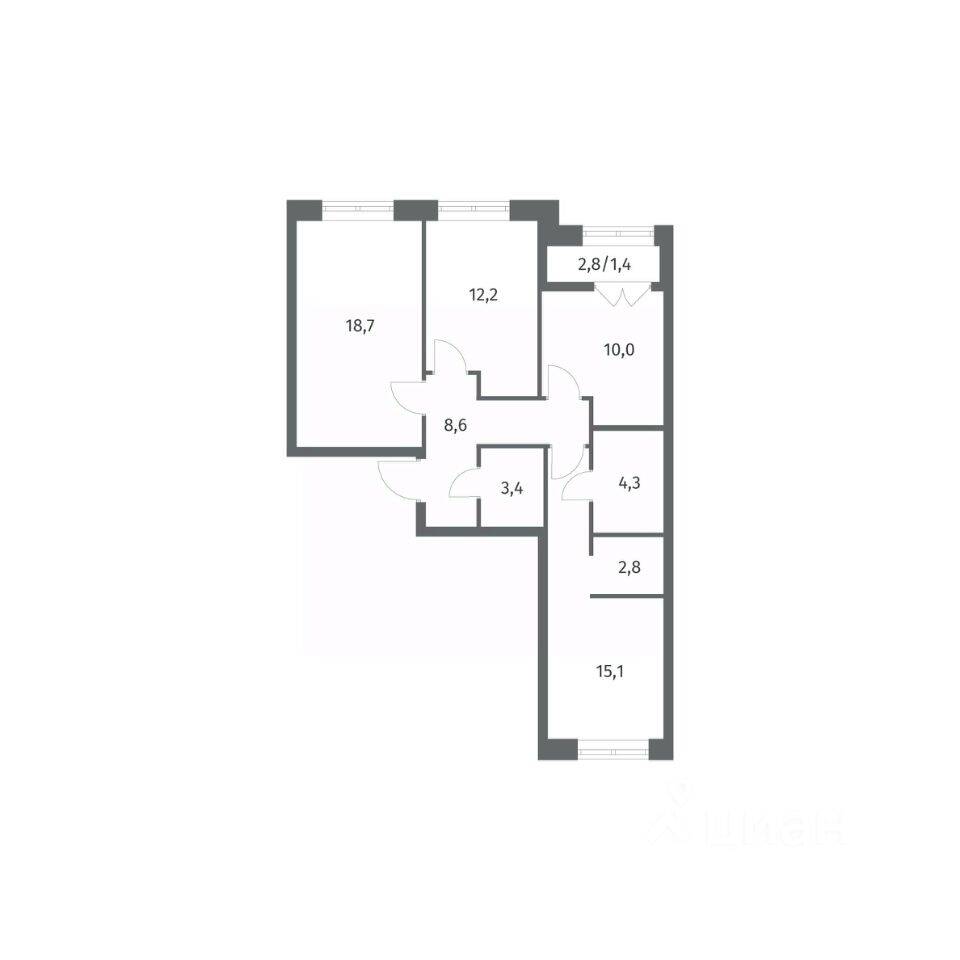 3-комн. квартира, 76,46 м², в ЖК NEWПИТЕР