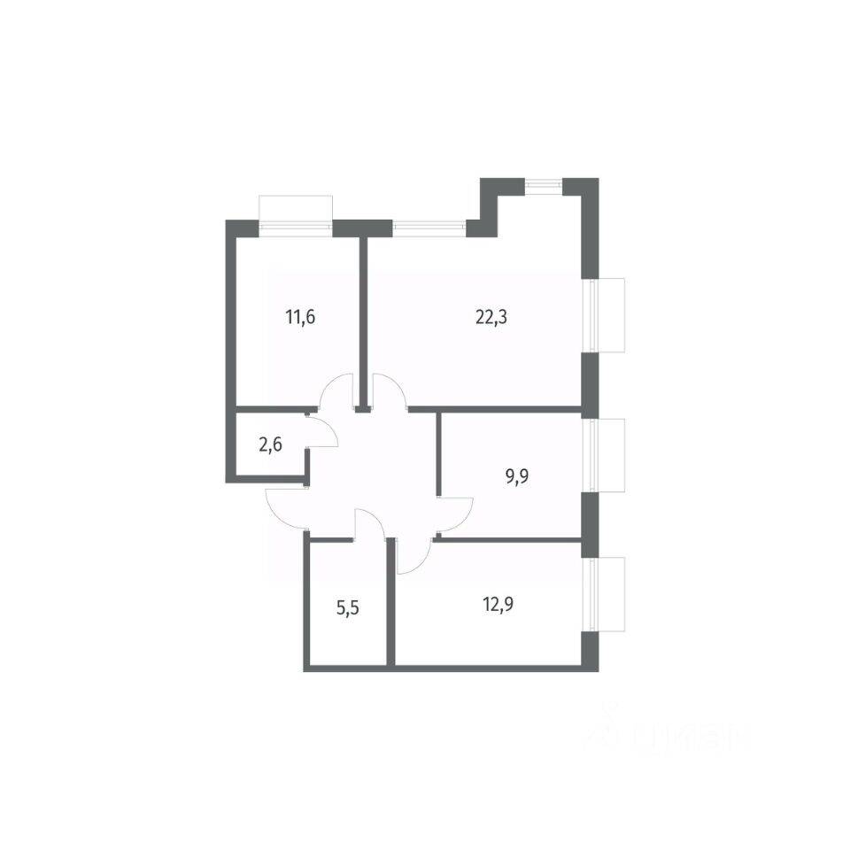 3-комн. квартира, 74,1 м², в ЖК Парусная 1
