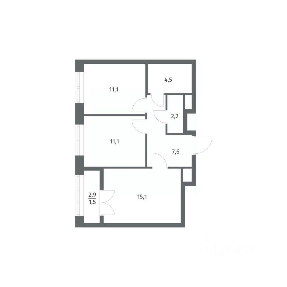 2-комн. квартира, 52,99 м², в ЖК NEWПИТЕР