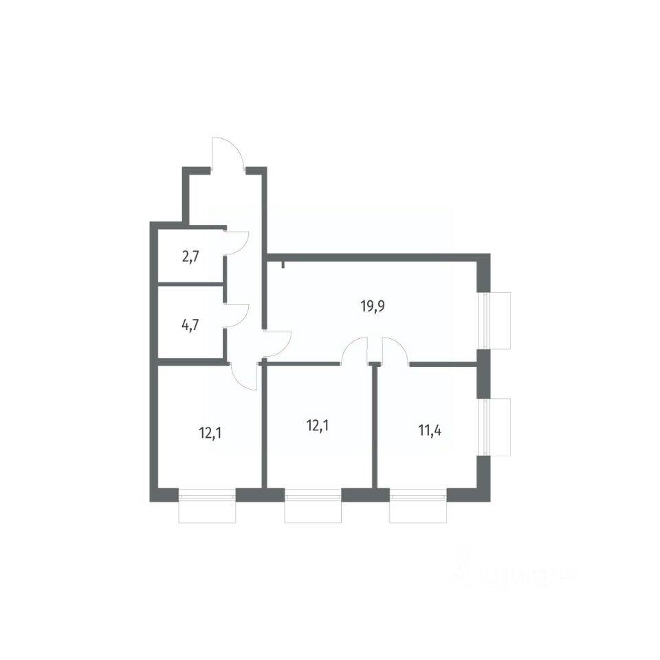 3-комн. квартира, 71,4 м², в ЖК Парусная 1