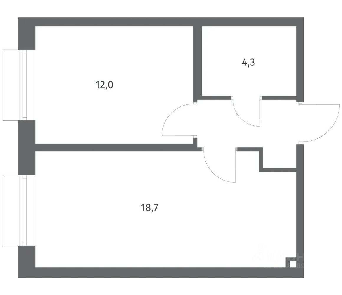 1-комн. квартира, 38,6 м², в ЖК Парусная 1