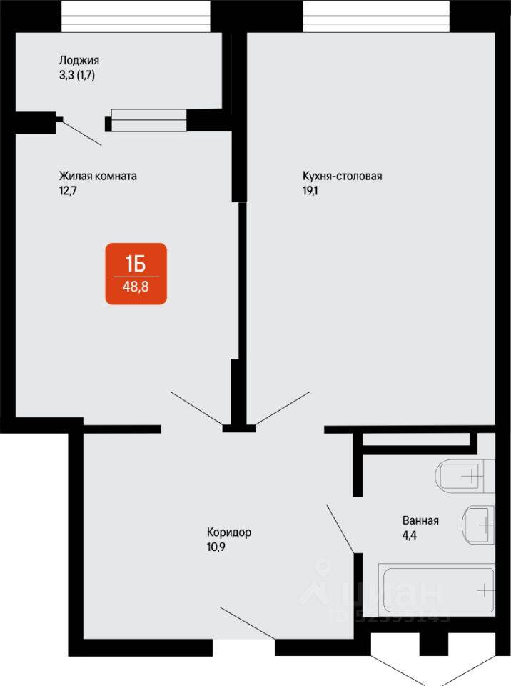 1-комн. квартира, 48,8 м², в Малоэтажный ЖК «Подлипки-Город»