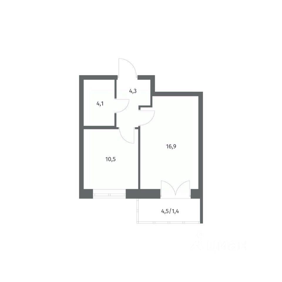 1-комн. квартира, 37,21 м², в ЖК NEWПИТЕР