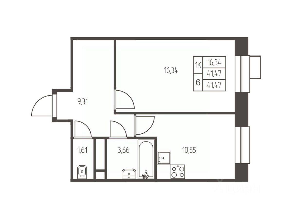 1-комн. квартира, 41,5 м², в ЖК Новая Ивантеевка