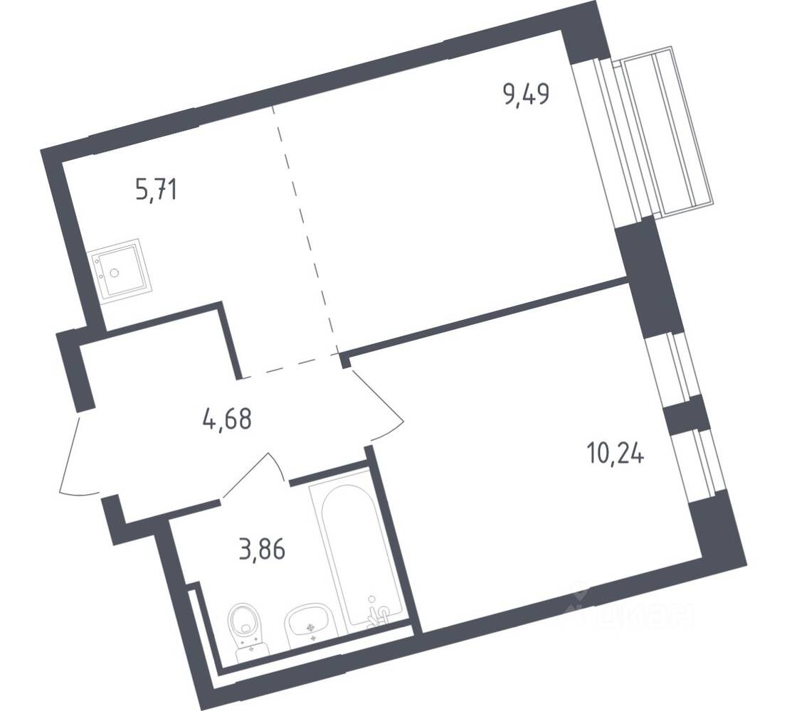 1-комн. квартира, 33,8 м², в ЖК Рублевский Квартал