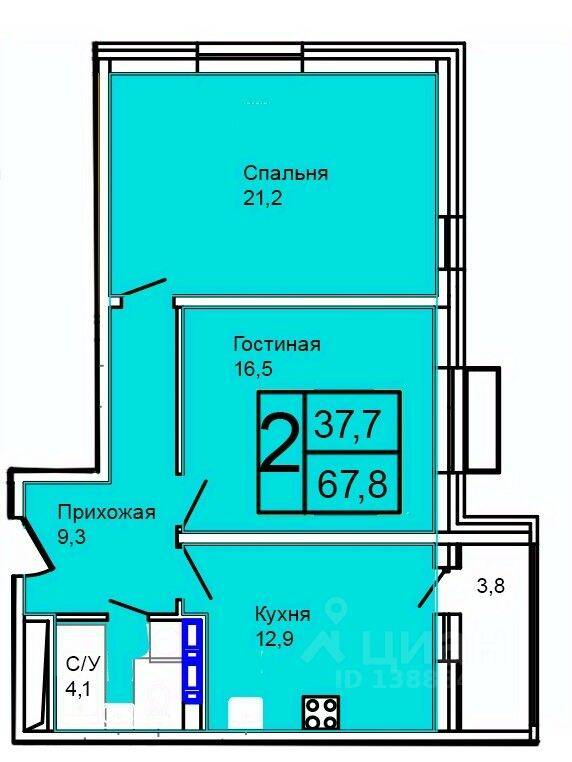 2-комн. квартира, 67,8 м², в ЖК «Троицкий»