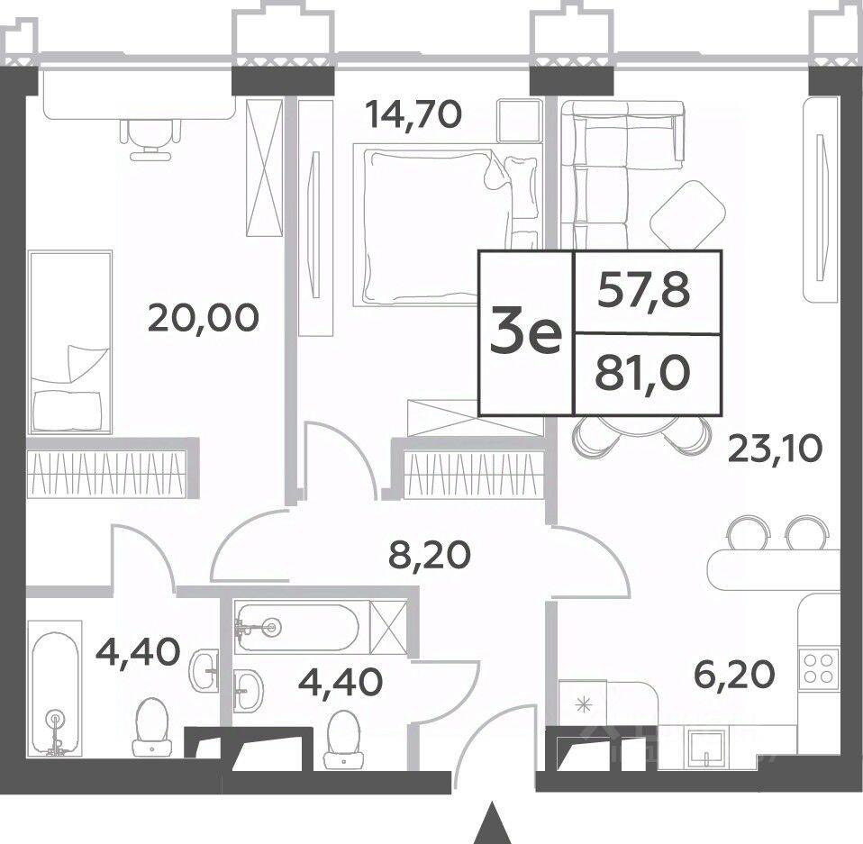 3-комн. квартира, 81 м², в ЖК Will Towers
