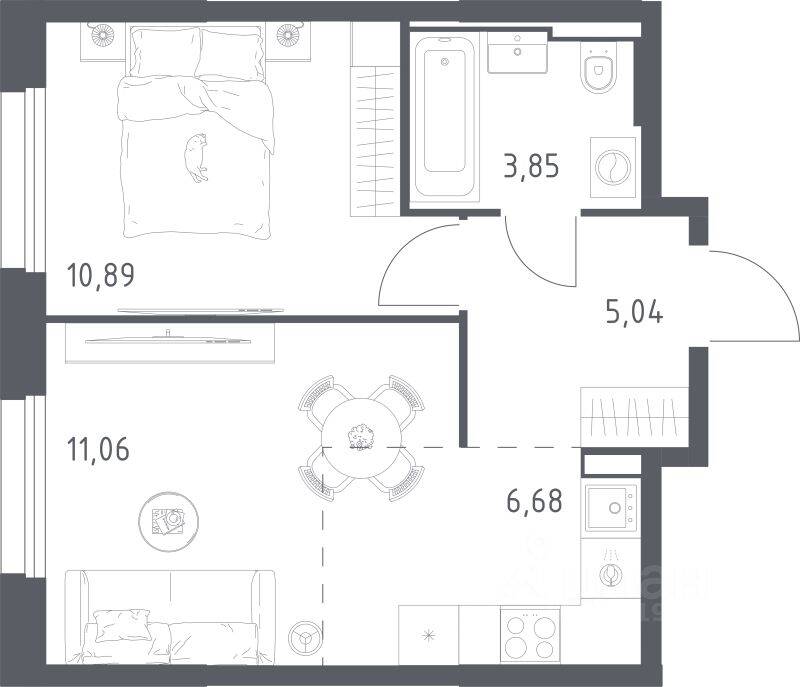 1-комн. квартира, 37,52 м², в ЖК Квартал Строгино