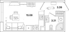 ЖК «Академик», планировка студии, 21.80 м²