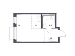ЖК «Новое Внуково», планировка студии, 22.28 м²