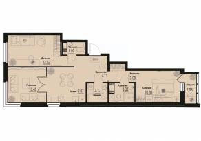 ЖК «ID Murino III», планировка 3-комнатной квартиры, 63.40 м²