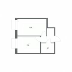 ЖК «Парусная 1», планировка 1-комнатной квартиры, 35.50 м²