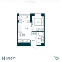 МФК «Нигилист (Concept)», планировка 1-комнатной квартиры, 27.28 м²