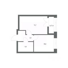 ЖК «NEWПИТЕР», планировка 1-комнатной квартиры, 35.21 м²