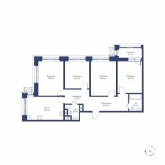 ЖК «Цветочный город», планировка 4-комнатной квартиры, 106.70 м²