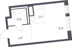 ЖК «Квартал Лаголово», планировка студии, 23.39 м²