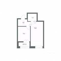 ЖК «NEWПИТЕР», планировка 1-комнатной квартиры, 40.44 м²