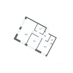 ЖК «NEWПИТЕР», планировка 2-комнатной квартиры, 54.92 м²