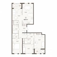 ЖК «Знатный», планировка 3-комнатной квартиры, 98.19 м²