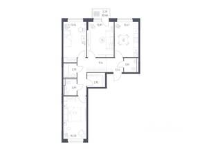 ЖК «Подольские Кварталы», планировка 3-комнатной квартиры, 79.18 м²
