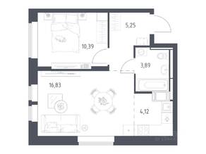 ЖК «Большое Путилково», планировка 1-комнатной квартиры, 40.48 м²