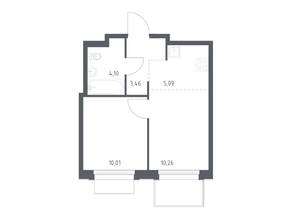 ЖК «Новое Внуково», планировка 1-комнатной квартиры, 32.92 м²