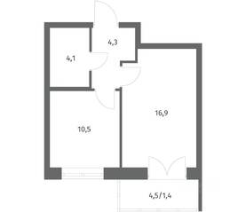 ЖК «NEWПИТЕР», планировка 1-комнатной квартиры, 37.21 м²
