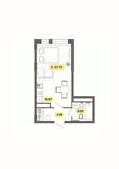 ЖК «Радость», планировка 1-комнатной квартиры, 27.72 м²