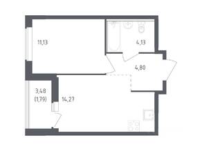 ЖК «Южная Нева», планировка 1-комнатной квартиры, 35.80 м²