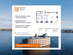 МЖК «Кронфорт. Центральный», планировка 2-комнатной квартиры, 78.61 м²