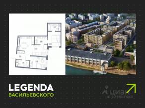 ЖК «LEGENDA Васильевского», планировка 2-комнатной квартиры, 61.96 м²