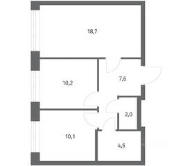 ЖК «NEWПИТЕР», планировка 2-комнатной квартиры, 53.00 м²