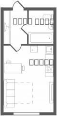 ЖК «Ювента», планировка студии, 24.00 м²