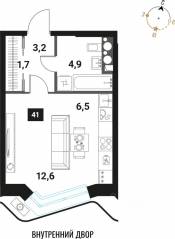 ЖК «Интеллигент», планировка студии, 28.90 м²
