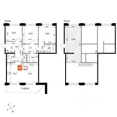 ЖК «Sydney City», планировка 4-комнатной квартиры, 150.10 м²