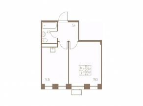 ЖК «Фабрикант», планировка 1-комнатной квартиры, 43.70 м²