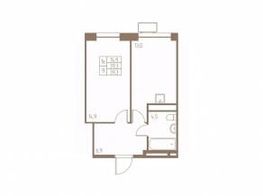 ЖК «Фабрикант», планировка 1-комнатной квартиры, 39.30 м²